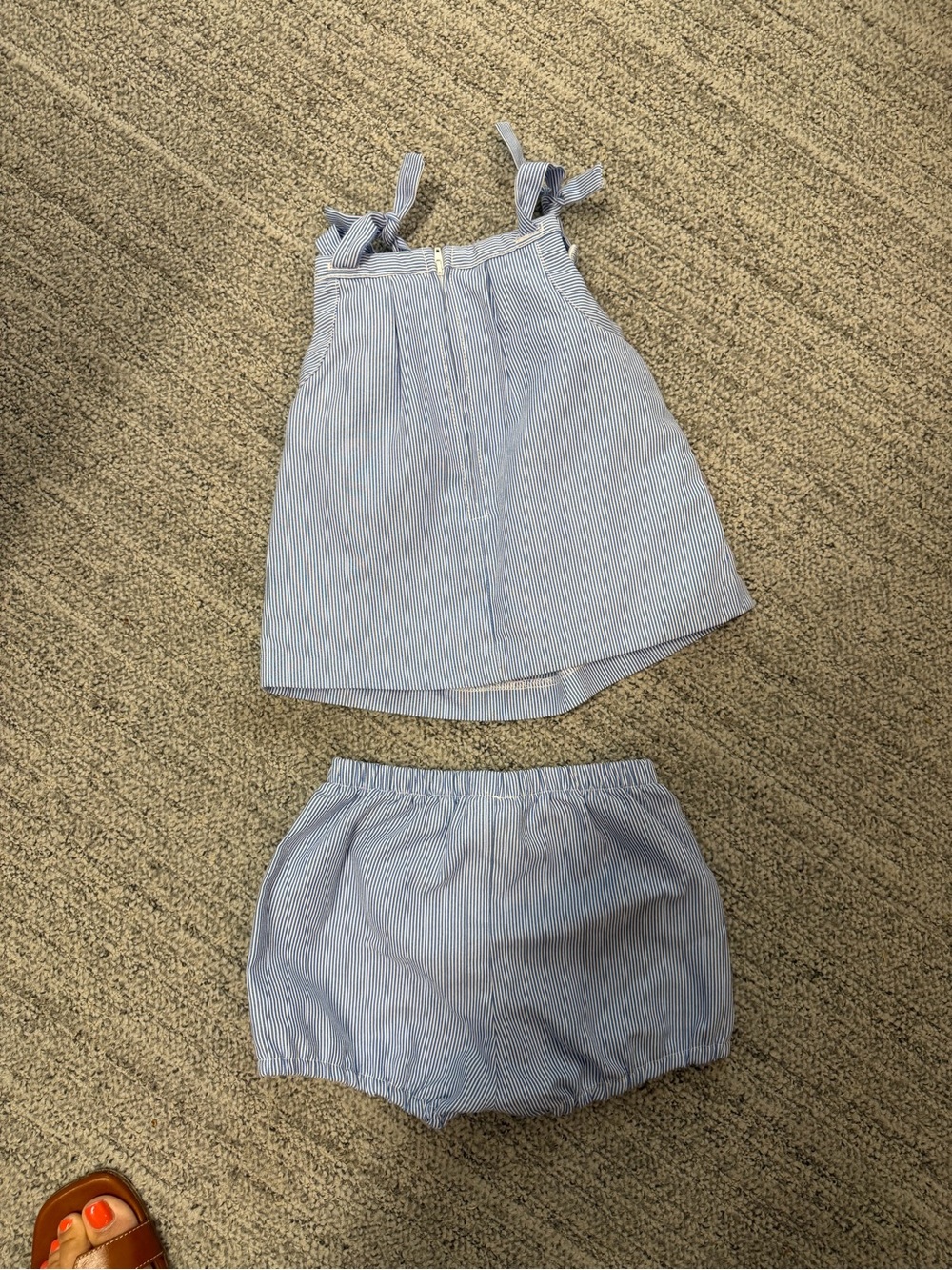 Florence Eiseman Blue and Pink Watermelon Applique Striped Kids Matching Set - Picture 3 of 3